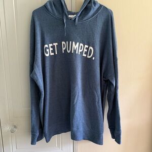 Motherhood Maternity Nursing Get Pumped Blue Hoodie XL Zip down sides